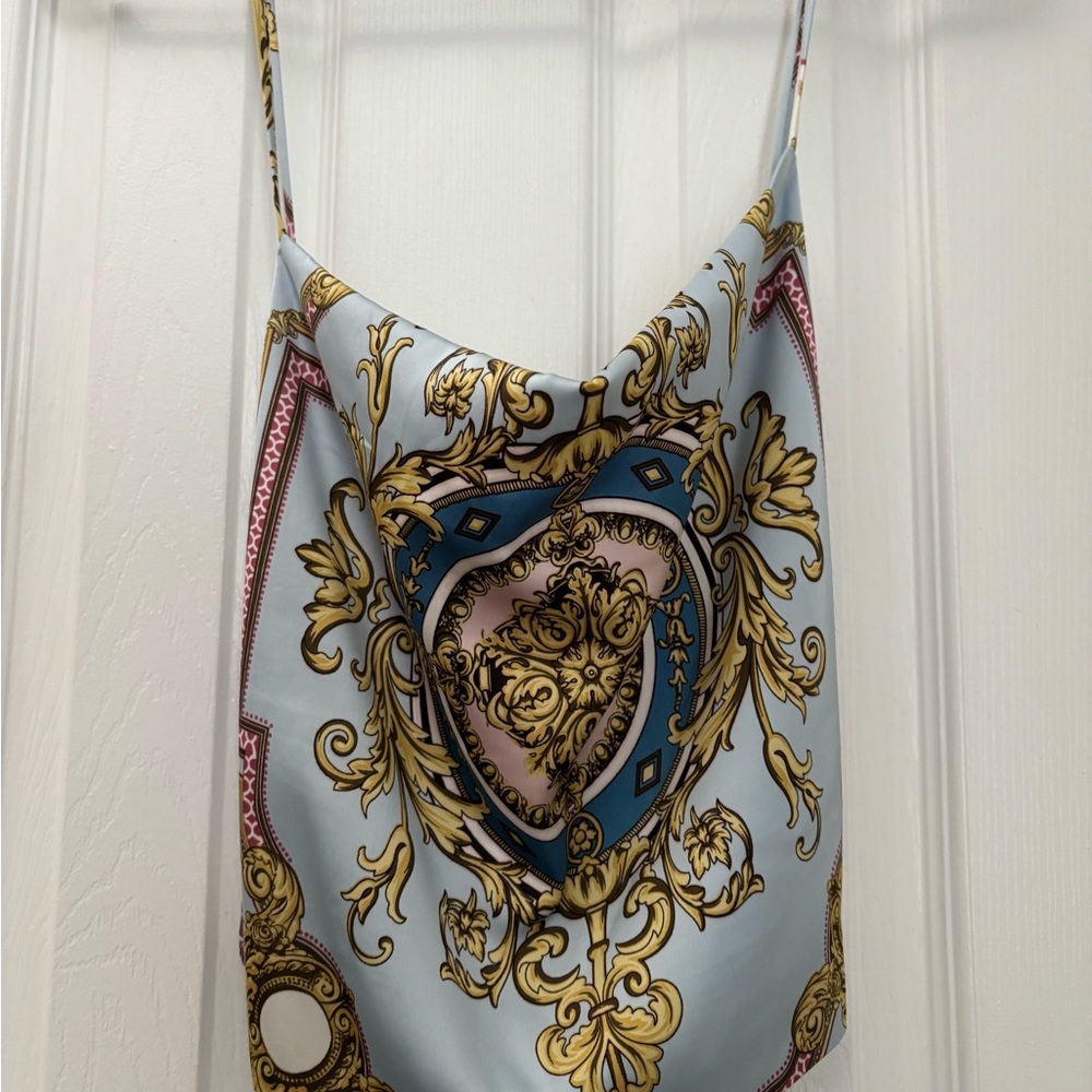 Elegant Women's Bag with Gold and Blue Accents